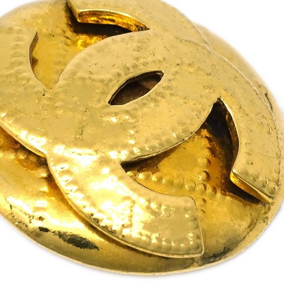 Chanel Button Earrings Clip-On Gold - Picture 3 of 4